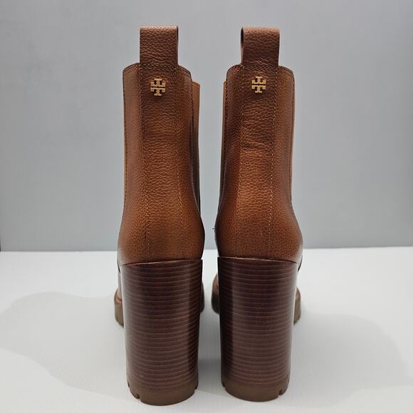 NEW Tory Burch Carson 70MM Ankle Boot Womens 10 Caramel Platform Heel Chelsea - Picture 8 of 16